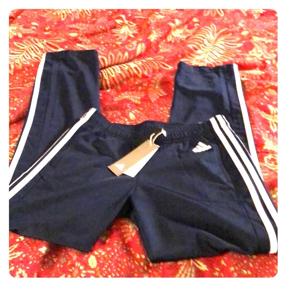 Navy white Adidas sweat pants normal length - Picture 2 of 5